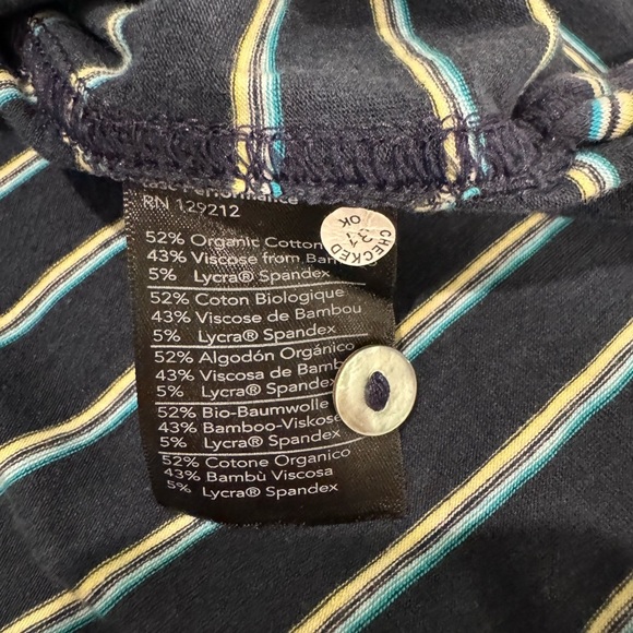 Tasc everywear short sleeve polo blue yellow stripe cotton bamboo blend - Picture 7 of 7